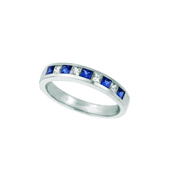 Sapphire & Diamond Princess Eternity Band 1 karaat witgoud