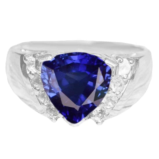 Sapphire Herenring Diamanten Verjaardag Biljoen Vintage Stijl 2,50 Ct