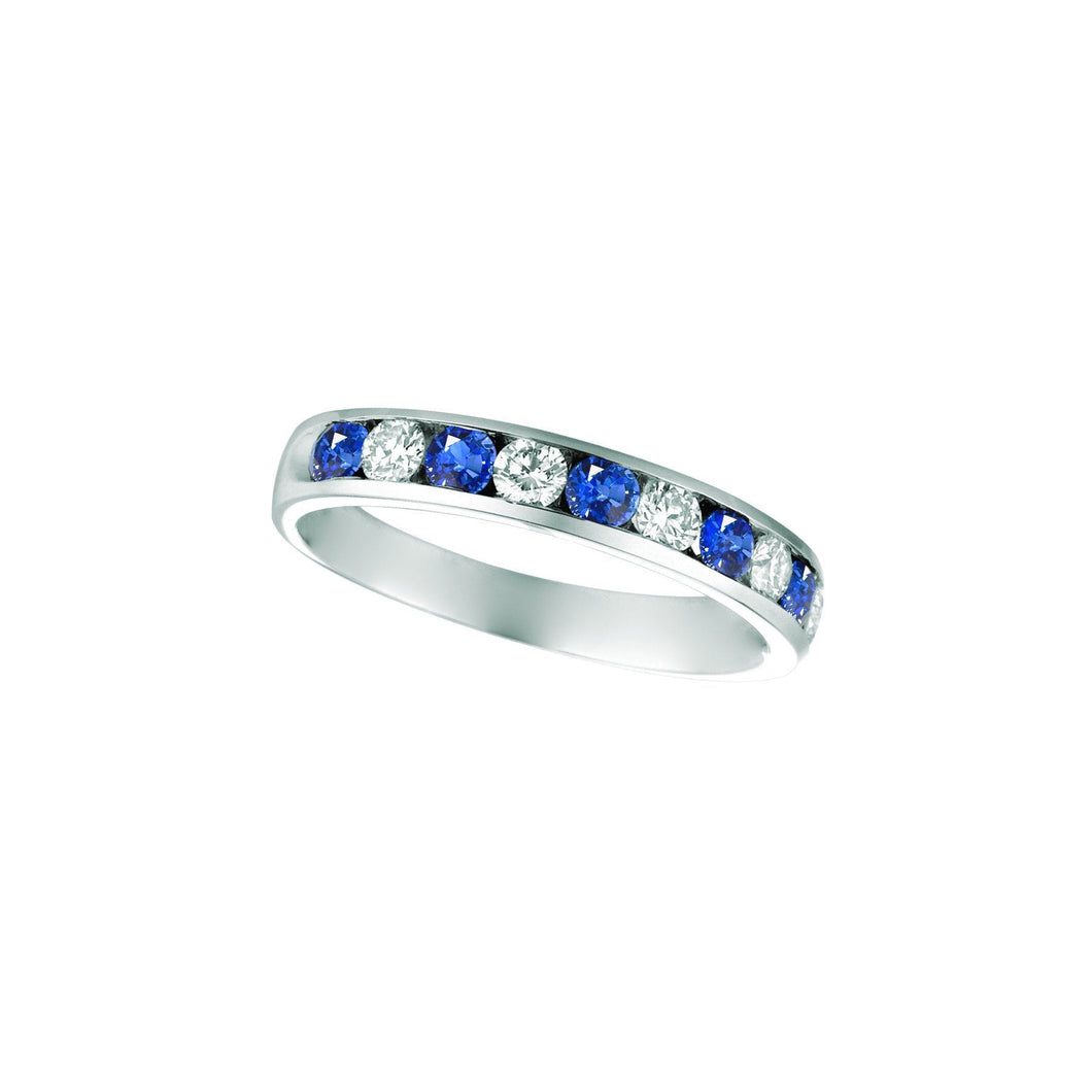 Sapphire & Echt Diamond Eternity Band 1 Karaat 14K Witgoud
