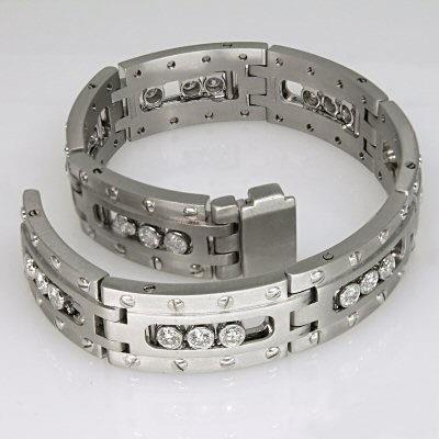 SchakelArmband voor heren 3,75 karaat Ronde snede Diamanten witgoud 14K - harrychadent.nl