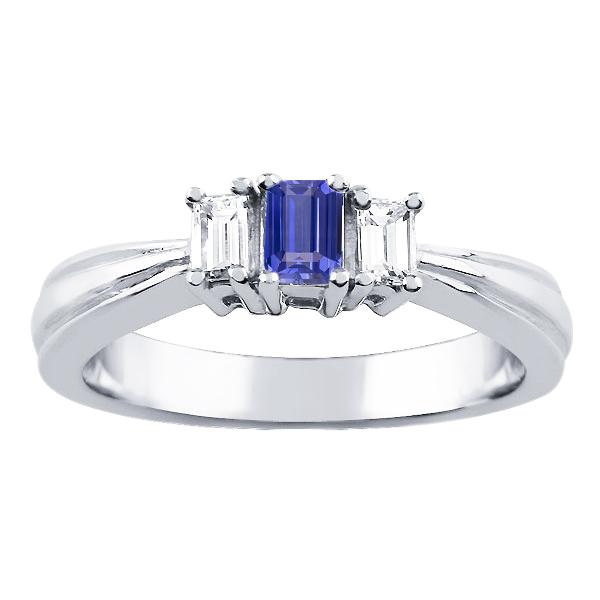 Smaragd Diamant & Ceylon Sapphire Ring 3 steen 2 karaat taps toelopende schacht - harrychadent.nl