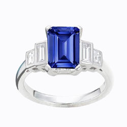 Smaragd Diamant Saffier Jubileumring 2,50 karaat dames goud 14K