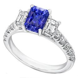 Smaragd Diamond Stralende Ceylon Sapphire Ring met accenten 3 karaat