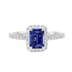 Smaragd Halo Jubileumring Ceylon Saffier & Diamanten 3 Karaat