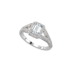 Smaragd & Ronde Diamanten Fancy Halo Ring 2,51 Karaat Wit Goud 14K