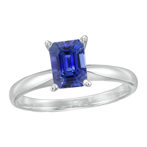 Smaragd Solitaire Blauwe Saffier Ring 2.50 Karaat Dames Sieraden