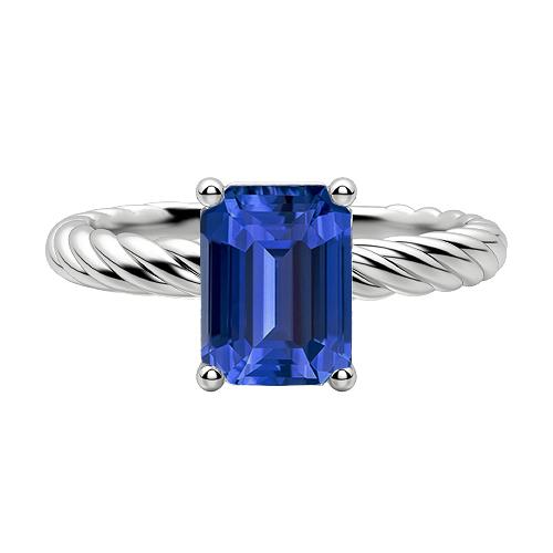 Smaragd Solitaire Blauwe Saffier Ring Goud Gedraaid Touw Stijl 2 Karaat - harrychadent.nl