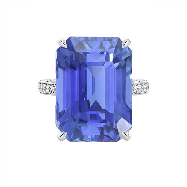 Smaragd Solitaire Ceylon Saffier Ring met accenten 5 karaat - harrychadent.nl