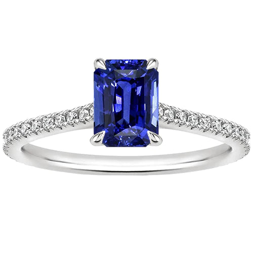 Smaragd Solitaire Ring met Accenten Blauwe Saffier & Diamant 4 Karaat
