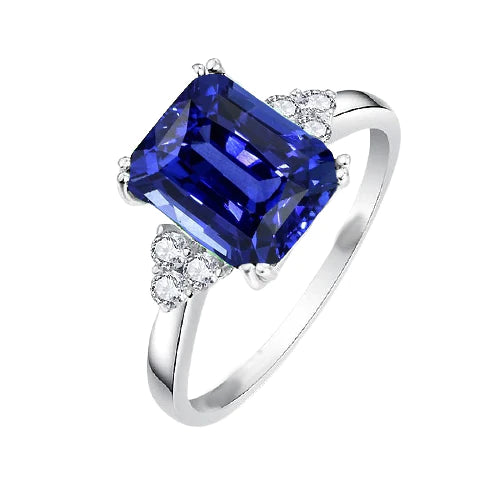 Smaragd diamanten ring diepblauwe saffier 3 karaat 14K goud