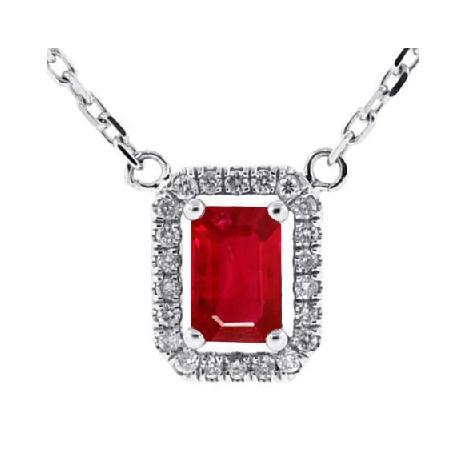 Smaragd geslepen robijn met diamanten 5,50 ct. Hanger Ketting WG 14K - harrychadent.nl