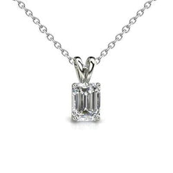 Smaragdslijpsel labgekweekt Diamanten Damesketting Hanger 2 Karaat Witgoud 14K