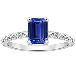 Smaragdgroene edelsteen met accenten Ring blauwe saffier en diamant 3,50 karaat
