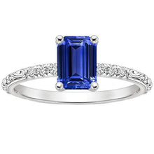 Afbeelding in Gallery-weergave laden, Smaragdgroene edelsteen met accenten Ring blauwe saffier en diamant 3,50 karaat - harrychadent.nl
