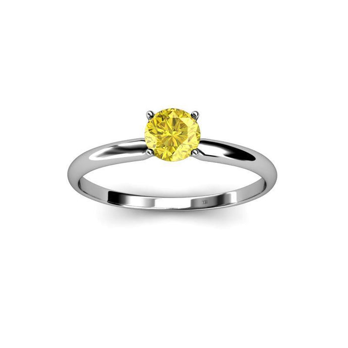 Solitaire 2 kt gele saffier ring wit goud 14k - harrychadent.nl