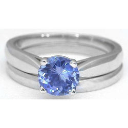 Solitaire 3 Karaats Ceylon Sapphire Ring Set 14K Nieuw
