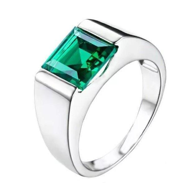 Solitaire 4.50 Karaats Groene Smaragd Ring 14K Witgoud Nieuw - harrychadent.nl