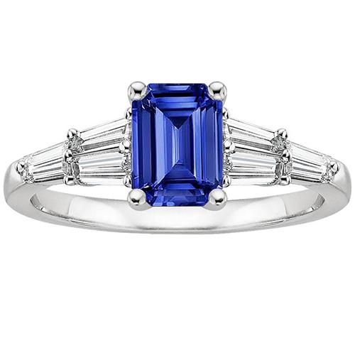 Solitaire Accenten Ring Baguette & Emerald Ceylon Sapphire 4 Karaat - harrychadent.nl