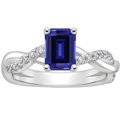 Solitaire Accenten Ring Blauwe Saffier & Diamant 4 Karaats Infinity Style