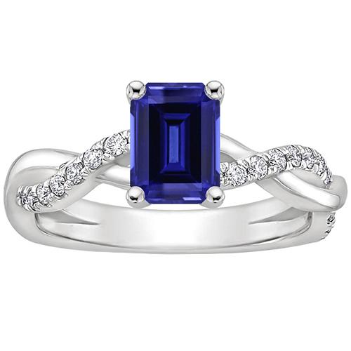 Solitaire Accenten Ring Blauwe Saffier & Diamant 4 Karaats Infinity Style - harrychadent.nl