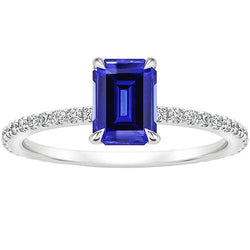 Solitaire Accenten Ring Emerald Sri Lankaanse Saffier & Diamant 4 Karaat