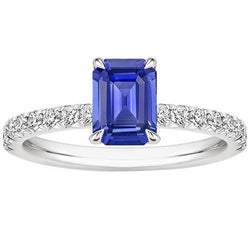 Solitaire Accenten Ring Pave Set Blauwe Saffier & Diamant 4,50 Karaat