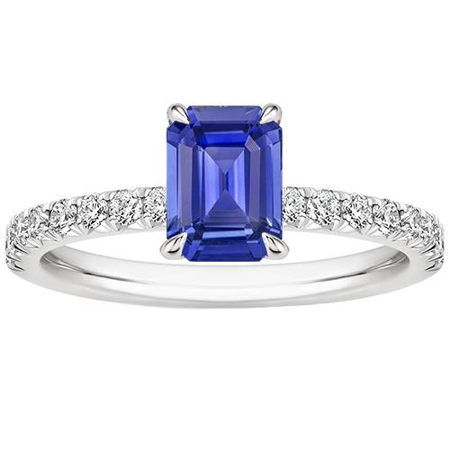 Solitaire Accenten Ring Pave Set Blauwe Saffier & Diamant 4,50 Karaat - harrychadent.nl