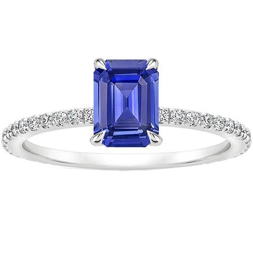 Solitaire Accenten Ring Smaragd Blauwe Saffier & Diamant 4 Karaat - harrychadent.nl