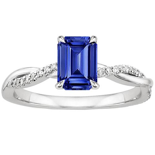 Solitaire Accenten Ring Sri Lankaanse Saffier & Diamant 3,50 Karaat - harrychadent.nl