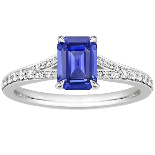Solitaire Accenten Ring Wit Goud Blauwe Saffier & Diamant 4 Karaat - harrychadent.nl