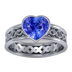 Solitaire Bezel Hartvormige Saffier Ring 2.50 Karaat Infinity Style