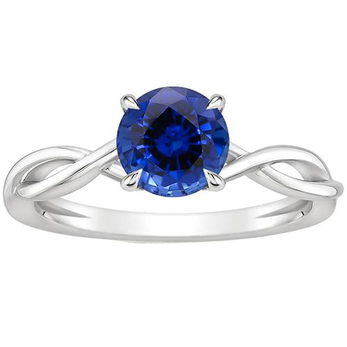 Solitaire Blauwe Saffier Edelsteen Ring Twisted Shank Wit Goud 2 Karaat - harrychadent.nl