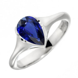 Solitaire Ceylon Sapphire Anniversary Ring Bezel Set Peer 3 Karaat