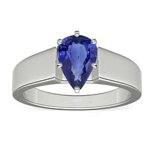 Afbeelding in Gallery-weergave laden, echte pear saffier 1.50karaat ring vooraanzicht
