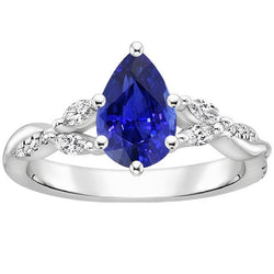 Solitaire Ceylon Sapphire Ring Met Accenten 4,50 Karaat Split Shank