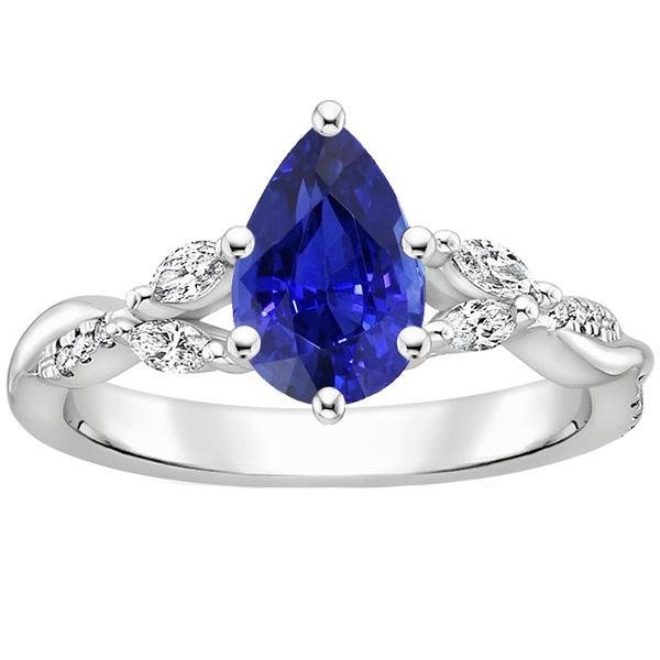 Solitaire Ceylon Sapphire Ring Met Accenten 4,50 Karaat Split Shank - harrychadent.nl