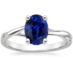 Solitaire Ceylon Sapphire Ring Ovaal Geslepen Prong Set 3 Karaat