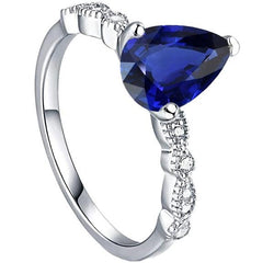 Solitaire Ceylon Sapphire Ring & Ronde Diamanten Accenten 3,50 Karaat