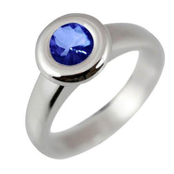 Solitaire Ceylon Sapphire Ronde 1 Ct. Ring gouden sieraden