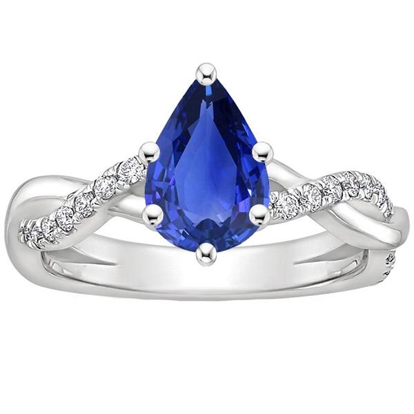 Solitaire Diamanten Ring Met Accenten Peer Blauwe Saffier 4,75 Karaat - harrychadent.nl