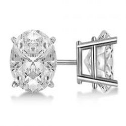 Solitaire Diamond Stud Earring massief goud 14K diamant ovaal geslepen 4 Ct