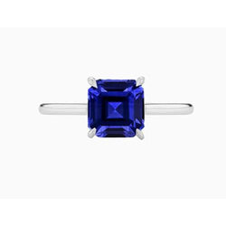Solitaire Edelsteen Ring Asscher Blauwe Saffier Prong Set 1,50 Karaat