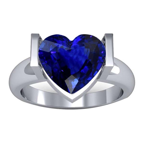 Solitaire Edelsteen Ring Bar Set Ceylon Sapphire 3 karaat dikke schacht - harrychadent.nl