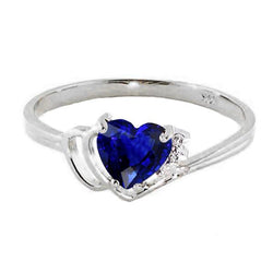 Solitaire Edelsteen Ring Hart Ceylon Saffier 1 Karaat Wit Goud 14K