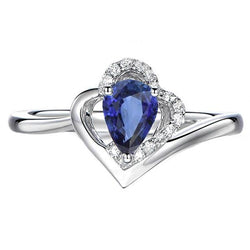 Solitaire Edelsteen Ring Met Diamanten Accenten Blauwe Saffier 2,50 Karaat