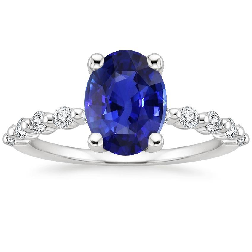 Solitaire Edelsteen Ring Met Diamanten Accenten Ceylon Sapphire 3 Karaat - harrychadent.nl