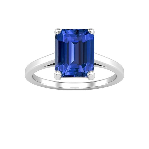 Solitaire Edelsteen Ring Smaragdvormige Ceylon Sapphire 2,50 Karaat - harrychadent.nl