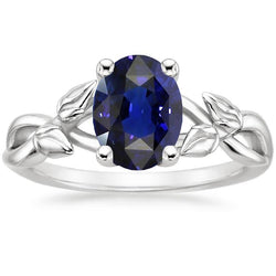 Solitaire Edelsteen Sieraden Ring Bladstijl Ceylon Sapphire 2 Karaat