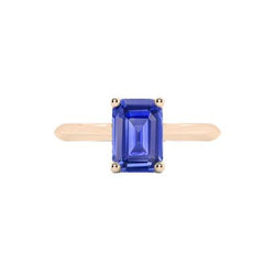 Solitaire Emerald Ceylon Sapphire Ring 1.50 Karaat Rose Goud 14K