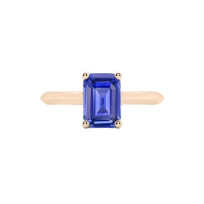 Solitaire Emerald Ceylon Sapphire Ring 1.50 Karaat Rose Goud 14K - harrychadent.nl
